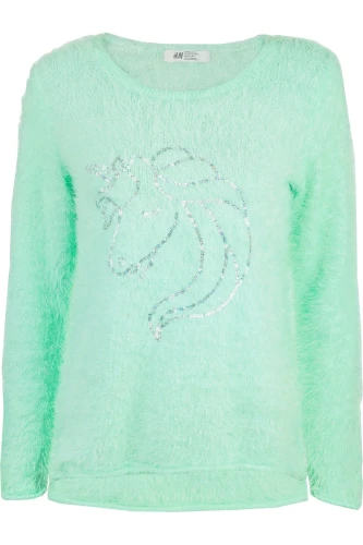 h&amp;m-dzieciecy-sweter-mietowy-fluffy-jednorozen-glowne2.webp