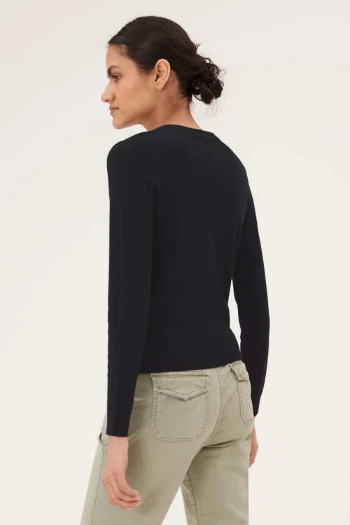 m&amp;s-czarny-sweter-kardigan-czarne-guziki-modelka-tyl.webp