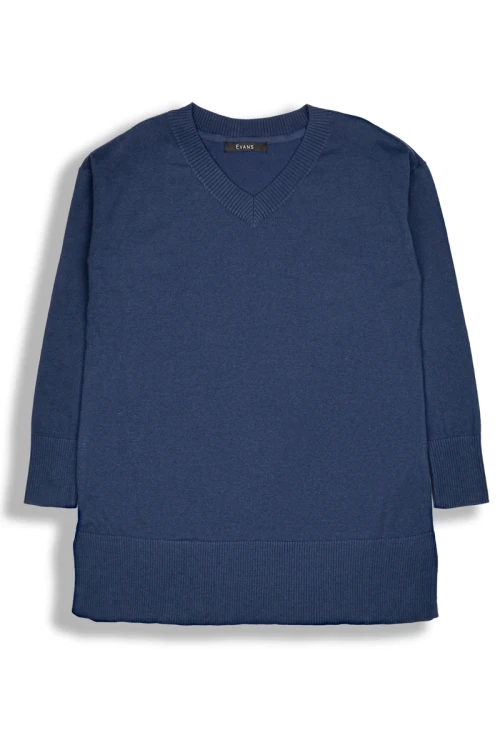 Evans-ciemnoniebieski-sweter-v-neck-plus-size-glowne.webp