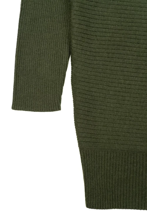 F&F-oliwkowy-prazkowany-sweter-kardigan-rozpinany-zblizenie3.webp