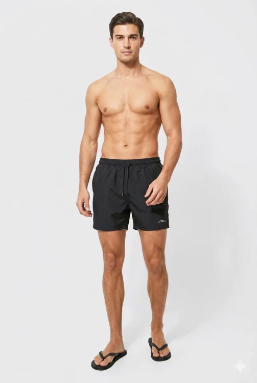 Boohoo-czarne-meskie-spodenki-do-plywania-model.webp