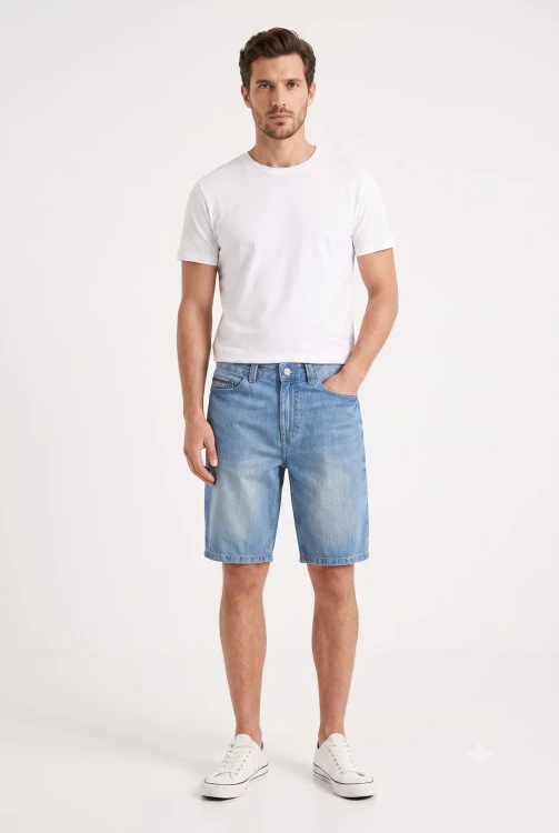 Springfield-meskie-jeansowe-spodenki-jeans-model-przod.webp
