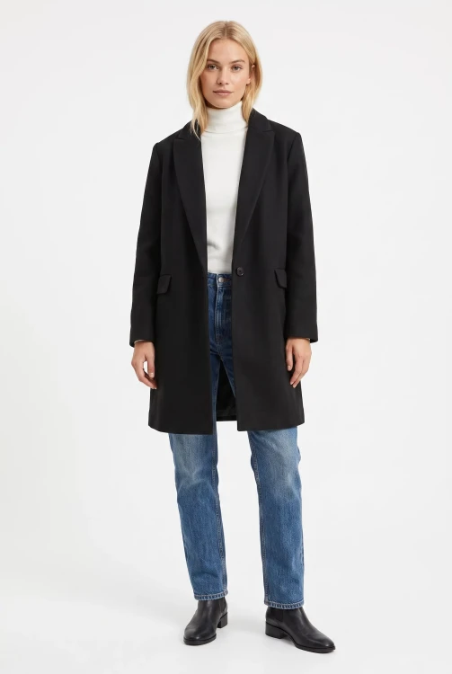 Primark-czarny-damski-plaszcz-guzik-modelka-przod2.webp